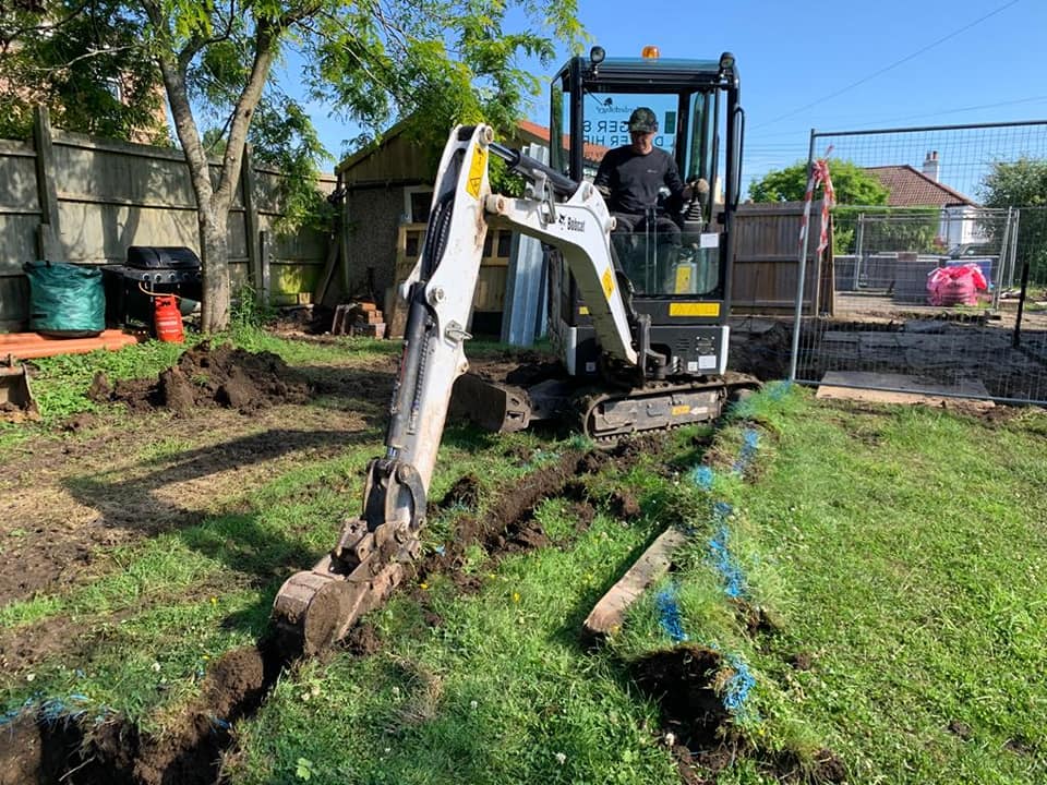 Mini digger and driver hire across Bristol, Swindon, Bath, Mendips, Weston-super-Mare and Cardiff Mini digger and man hire across Bristol, Swindon, Bath, Mendips, Weston-super-Mare and Cardiff.